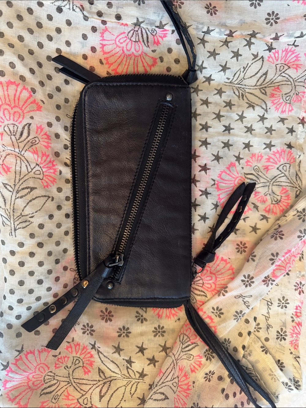 Free People Distress Wallet Wristlet Black Excellent!